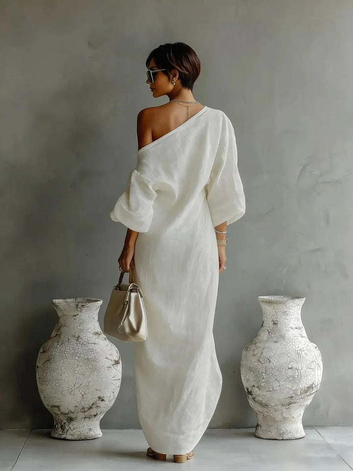 Leona | Women’s One-Shoulder Linen Dress