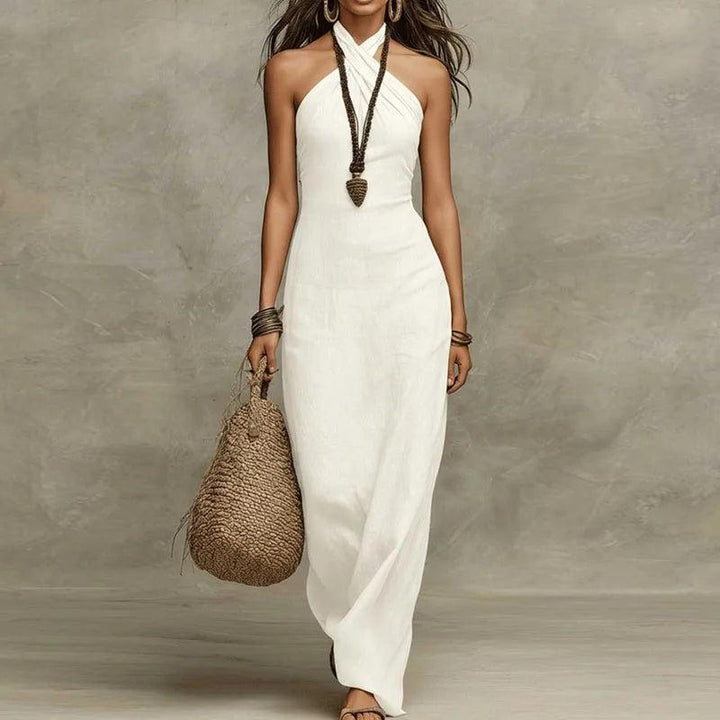 Elowen | Women’s Boho Halter Linen Dress