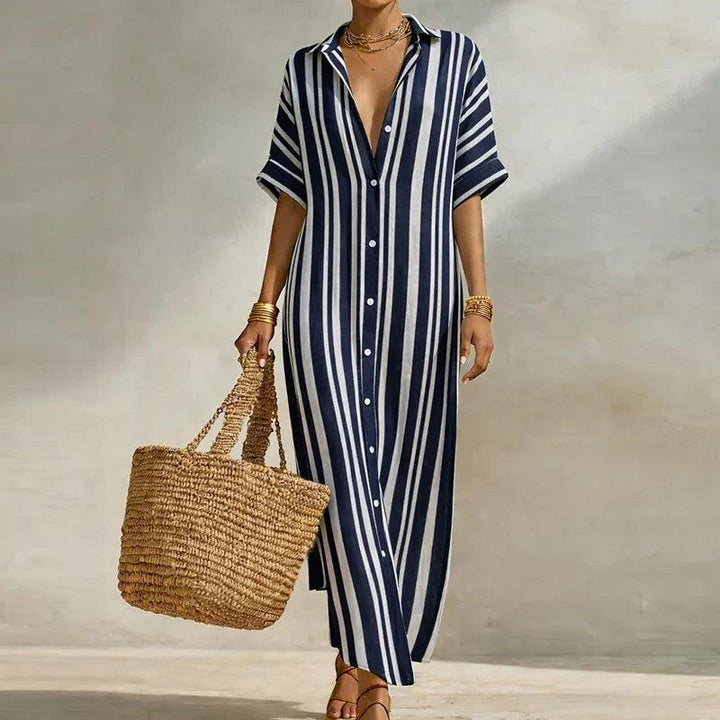 Olivia | Linen Long Shirt Dress