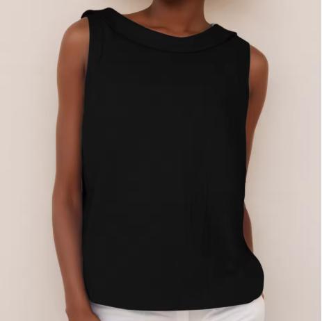 Maria | Sleeveless Roll Collar Top