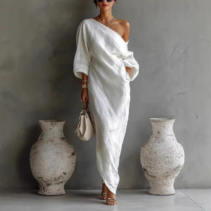 Leona | Women’s One-Shoulder Linen Dress