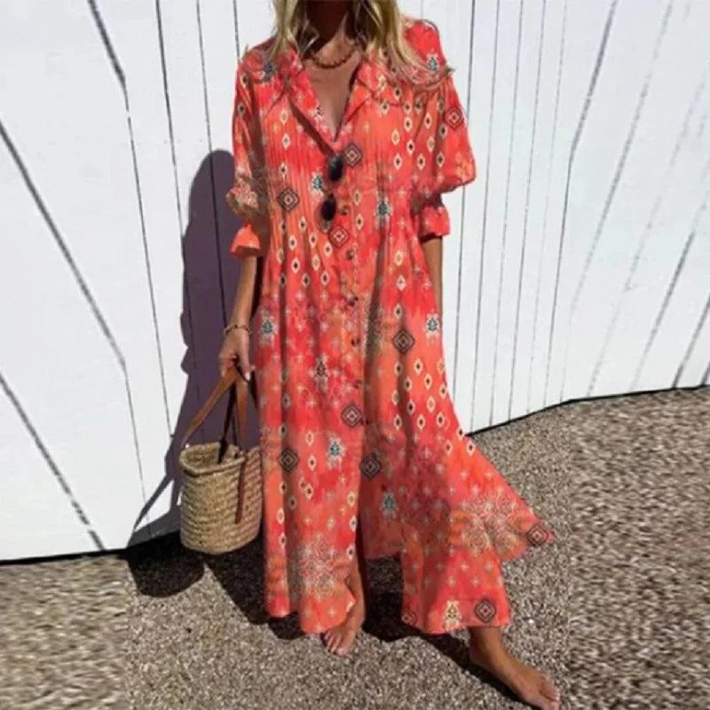Jade | Floral V-Neck Long Sleeve Maxi