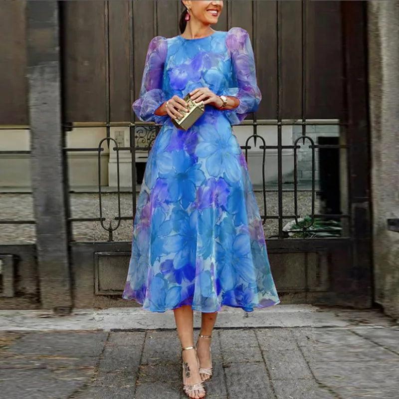 Annabelle | Women's Puff Sleeve Formal Midi Dress