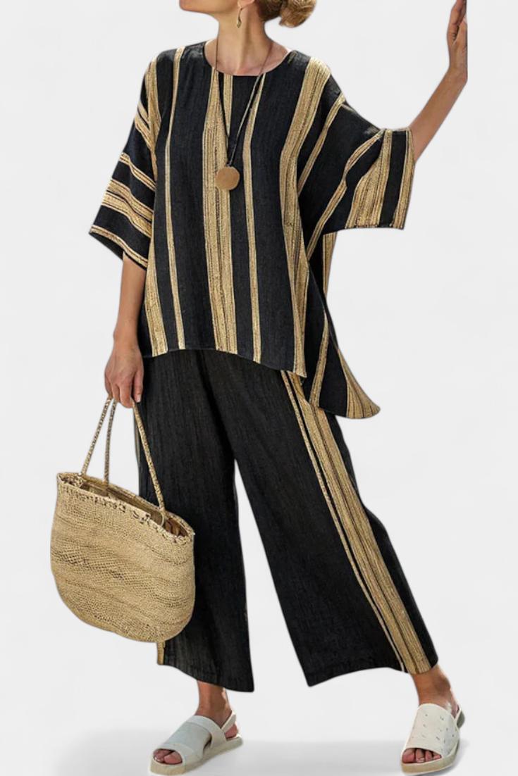 Reese | Stylish Striped Summer Outfit with Relaxed Linen Pants