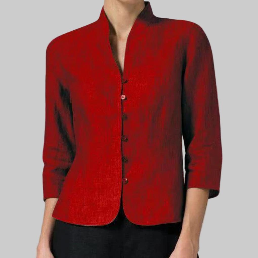 Claire | Stand Collar Blouse with Versatile Flair