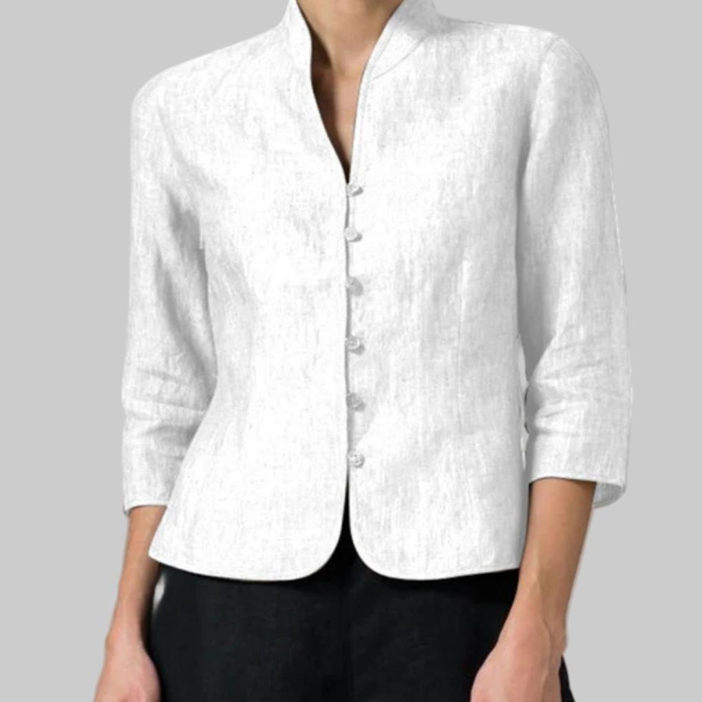 Claire | Stand Collar Blouse with Versatile Flair