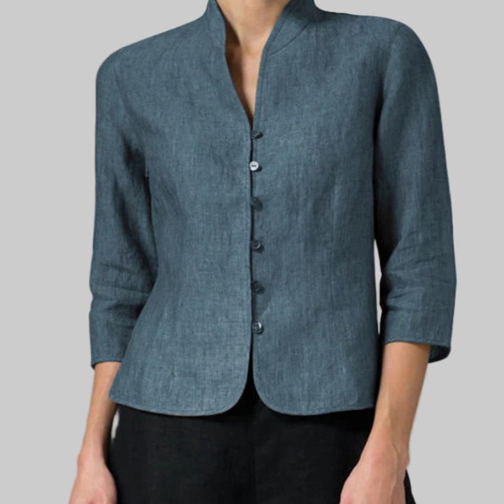 Claire | Stand Collar Blouse with Versatile Flair