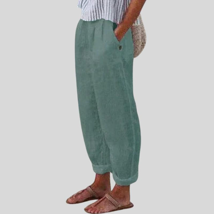 Emma | Folded Hem Linen Trouser for Women
