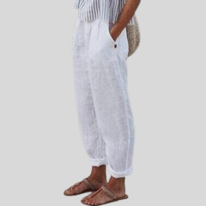 Emma | Folded Hem Linen Trouser for Women