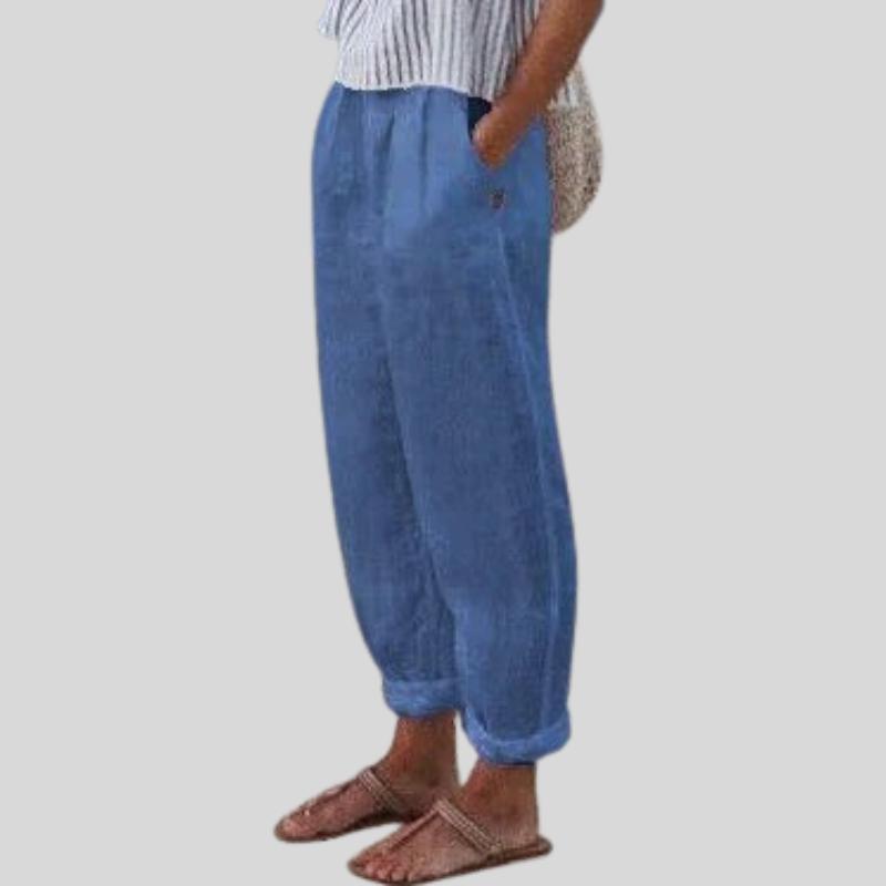 Emma | Folded Hem Linen Trouser for Women