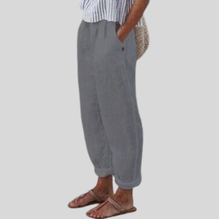 Emma | Folded Hem Linen Trouser for Women