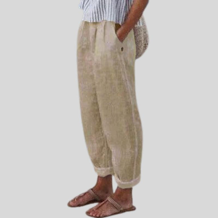 Emma | Folded Hem Linen Trouser for Women