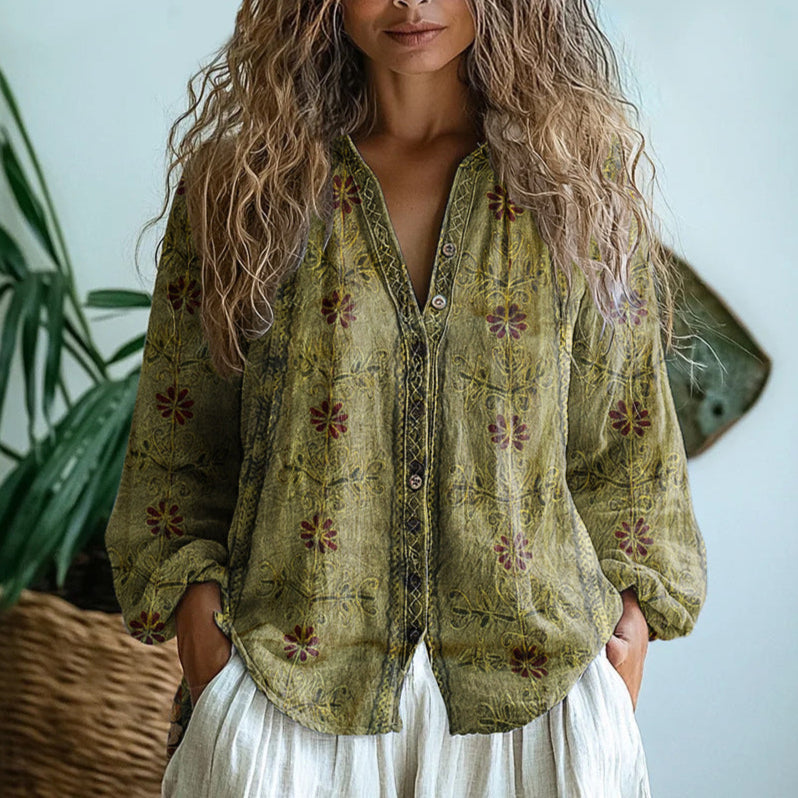 Brianna | Printed V-Neck Long Sleeve