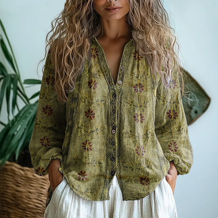 Brianna | Printed V-Neck Long Sleeve