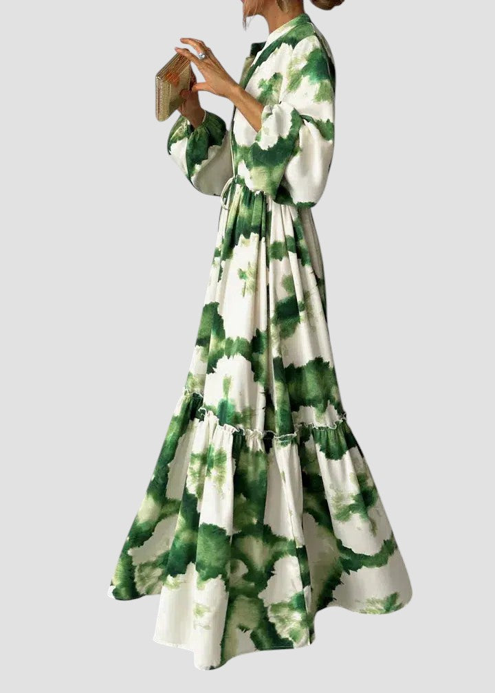 Athena | Abstract Print Tiered Maxi Dress