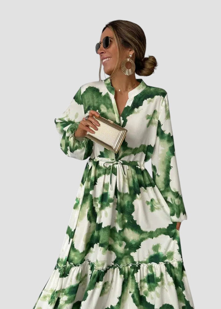 Athena | Abstract Print Tiered Maxi Dress