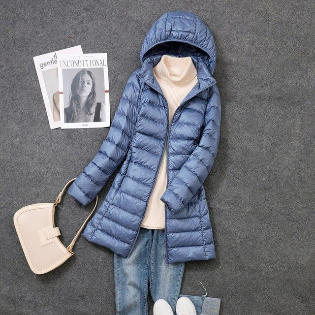 Riley | Long Down Jacket with Detachable Hood