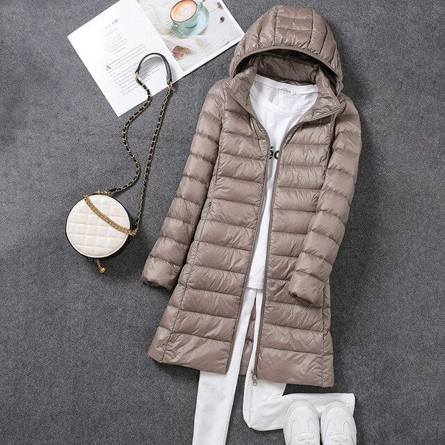 Riley | Long Down Jacket with Detachable Hood