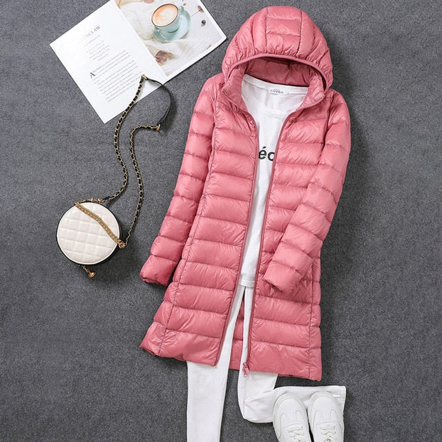 Riley | Long Down Jacket with Detachable Hood