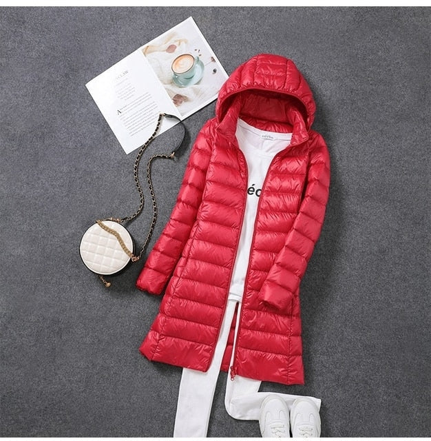 Riley | Long Down Jacket with Detachable Hood