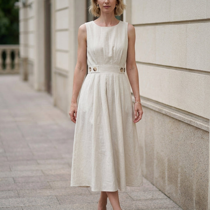 Serene | Grace Sleeveless Pleated Midi Dress