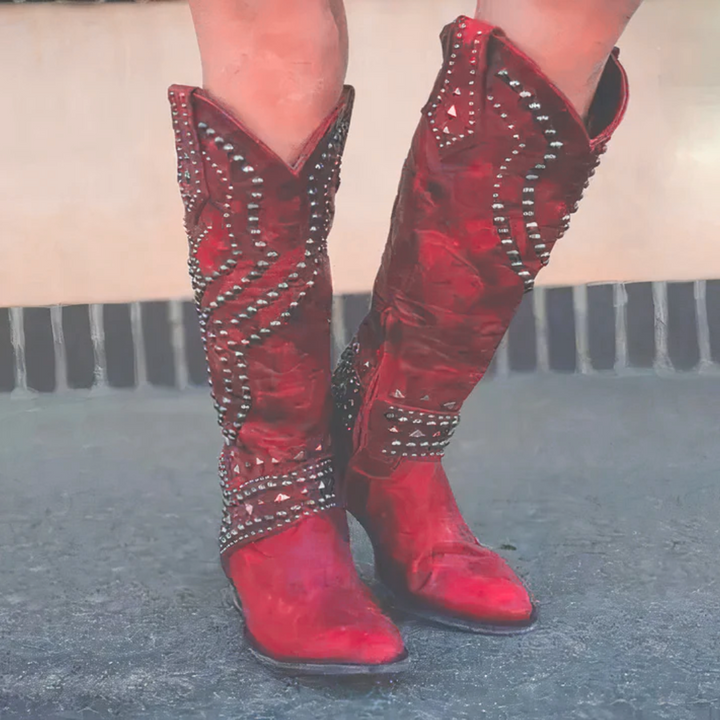 Leighton | Studded Western Knee-High Boots