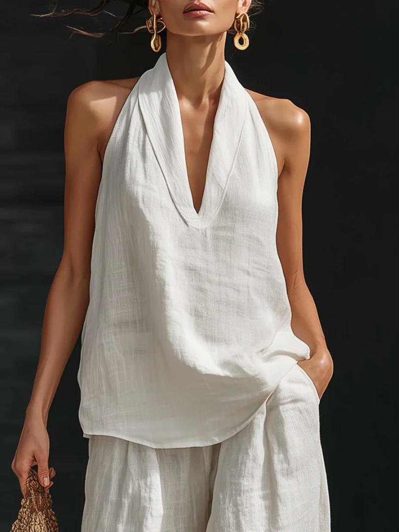 Zoë | Sleeveless Set with Wide Leg Pants