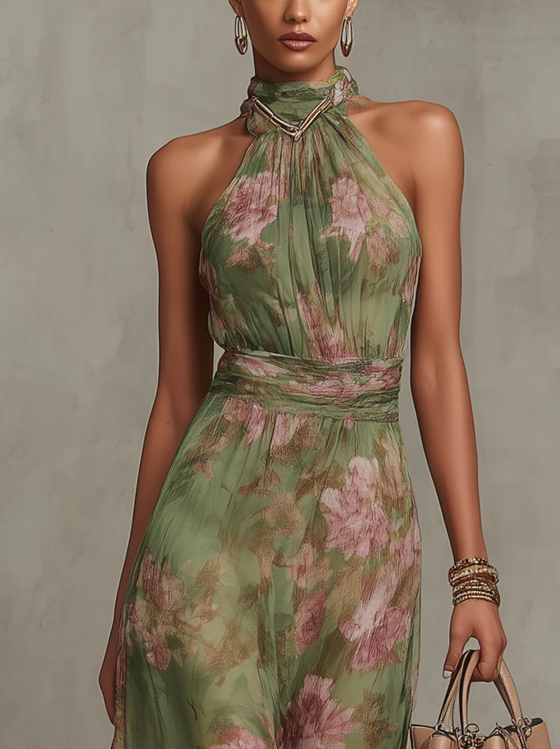 Lacey | Floral Halter Maxi Dress
