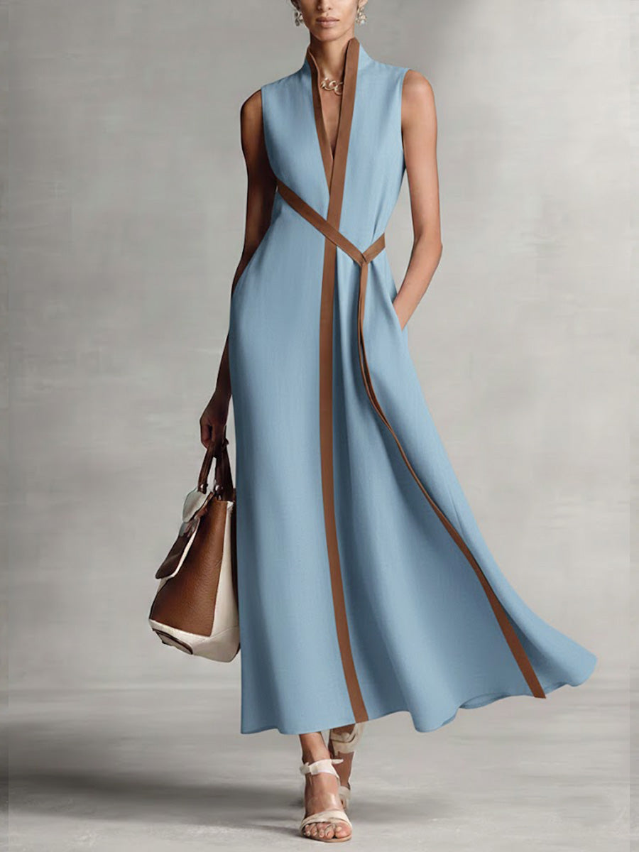 Ivy | Contrast Trim Sleeveless Maxi Dress