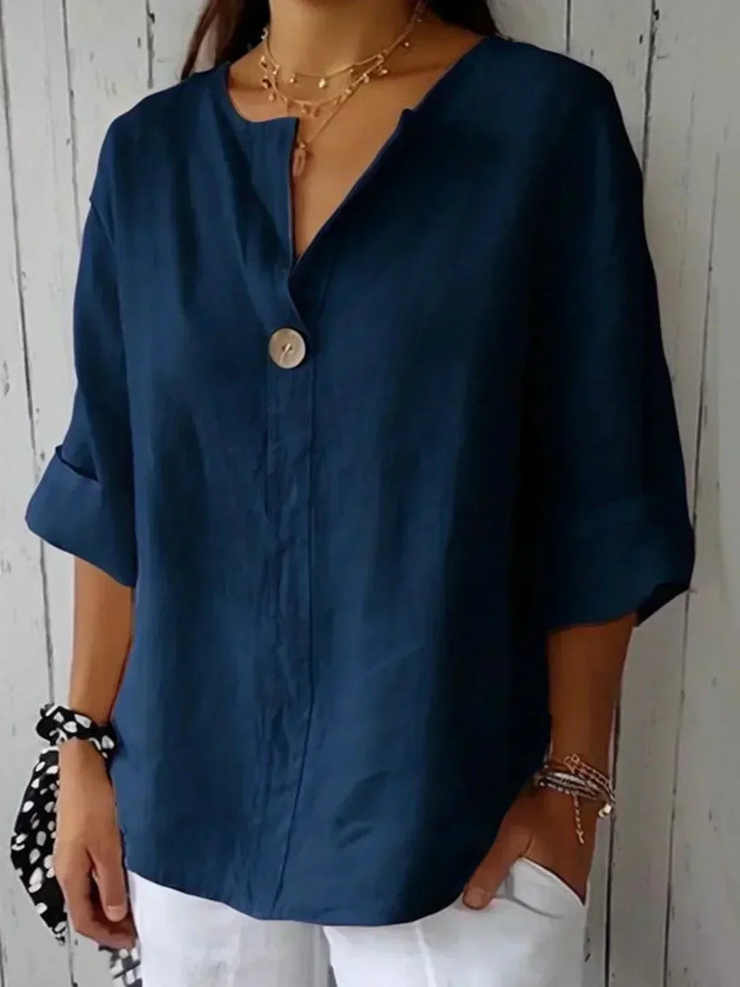 Eliana | Linen V-Neck Blouse