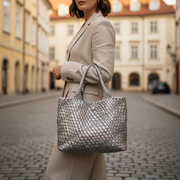 Avery | Women's Woven Leather Tote Bag