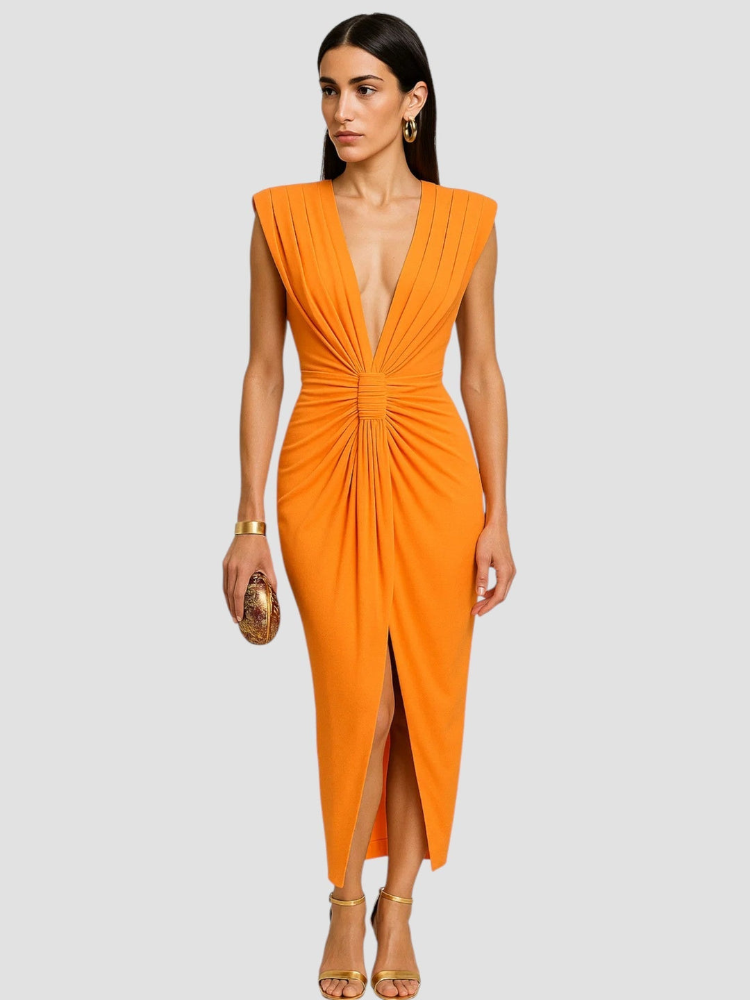 Tilly | Plunging Twist Front Midi Dress