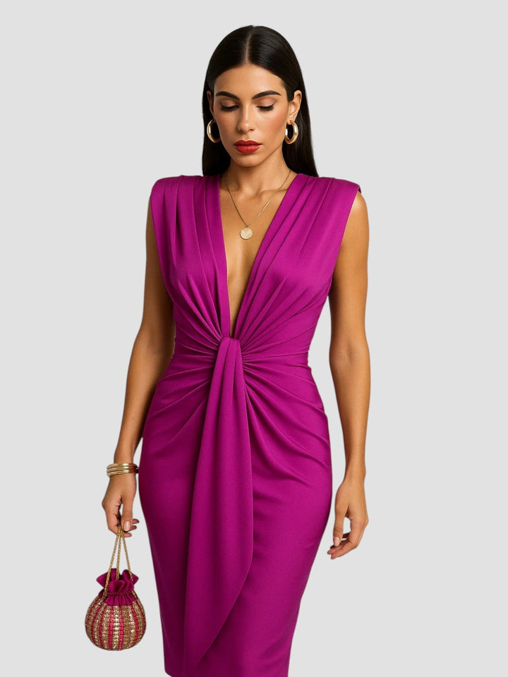 Tilly | Plunging Twist Front Midi Dress