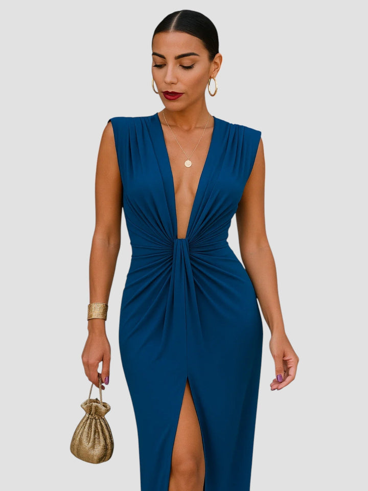 Tilly | Plunging Twist Front Midi Dress