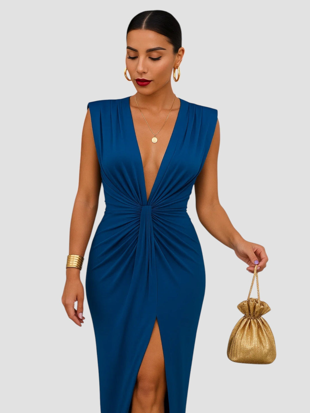 Tilly | Plunging Twist Front Midi Dress