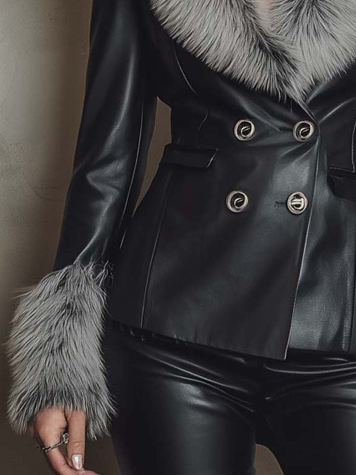 Ophelia | Women's Fur-Trimmed Leather Jacket