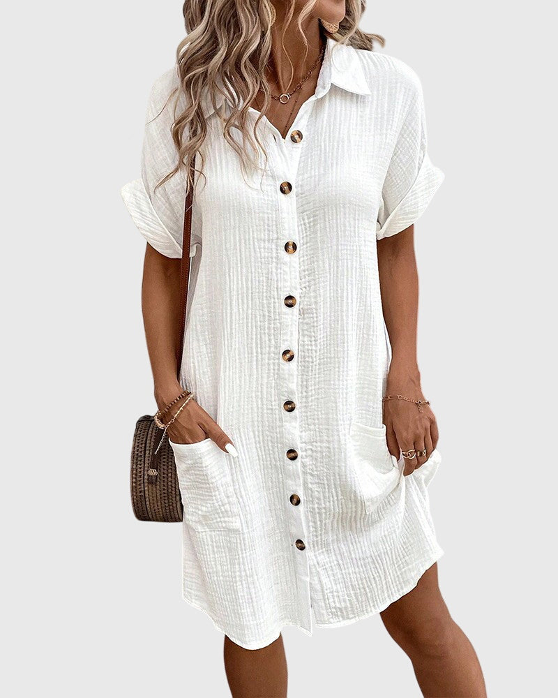 Camille | Women's Button-Down Shirt Dress with Pockets
