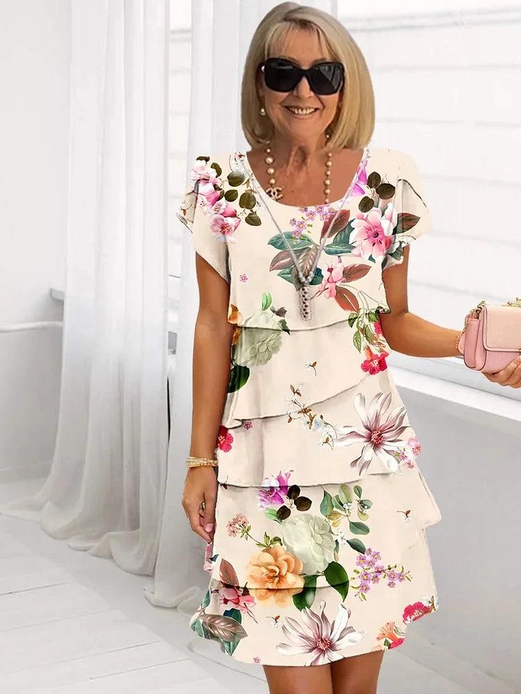 Mia | Ruffled Floral Pleated Dress