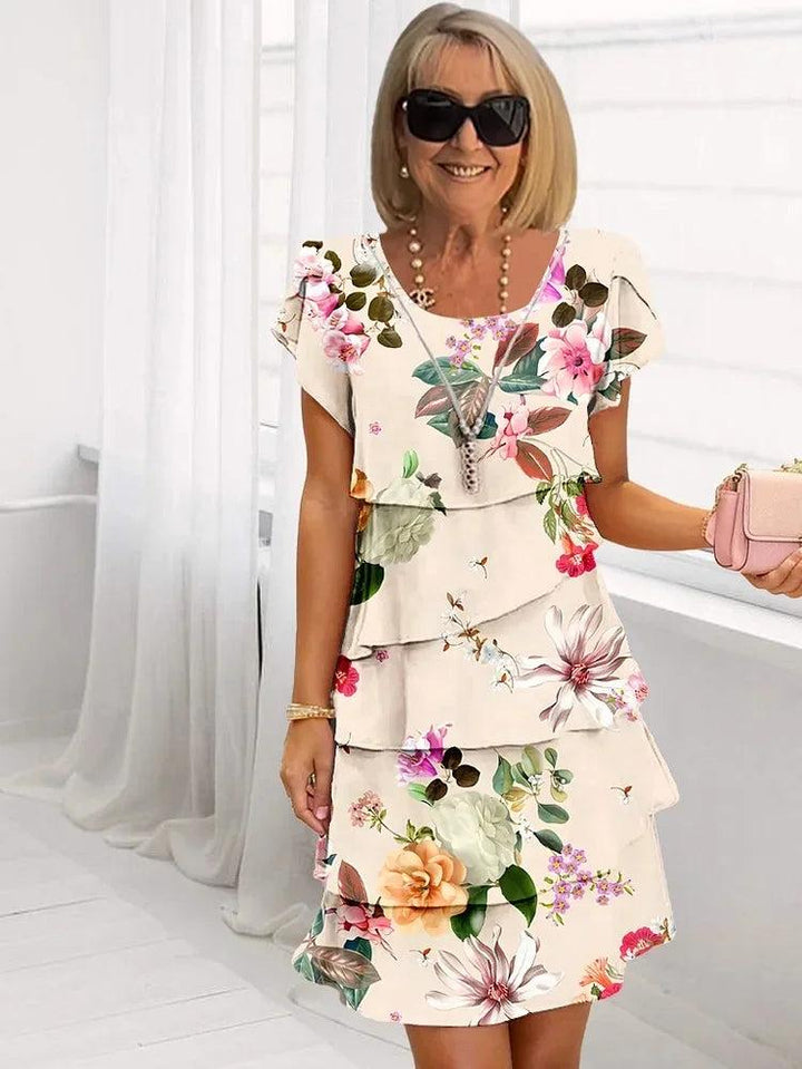 Mia | Ruffled Floral Pleated Dress