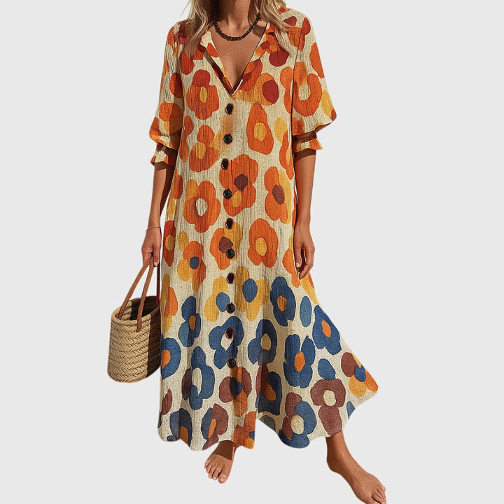 Isabella | Women's Printed Button-Front Maxi Dress