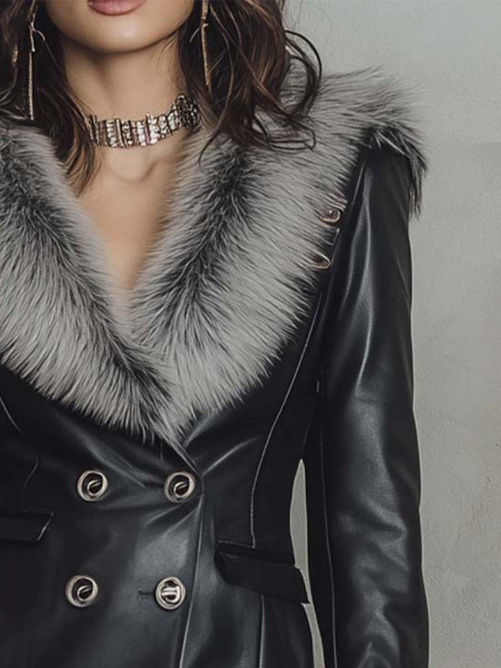 Ophelia | Women's Fur-Trimmed Leather Jacket