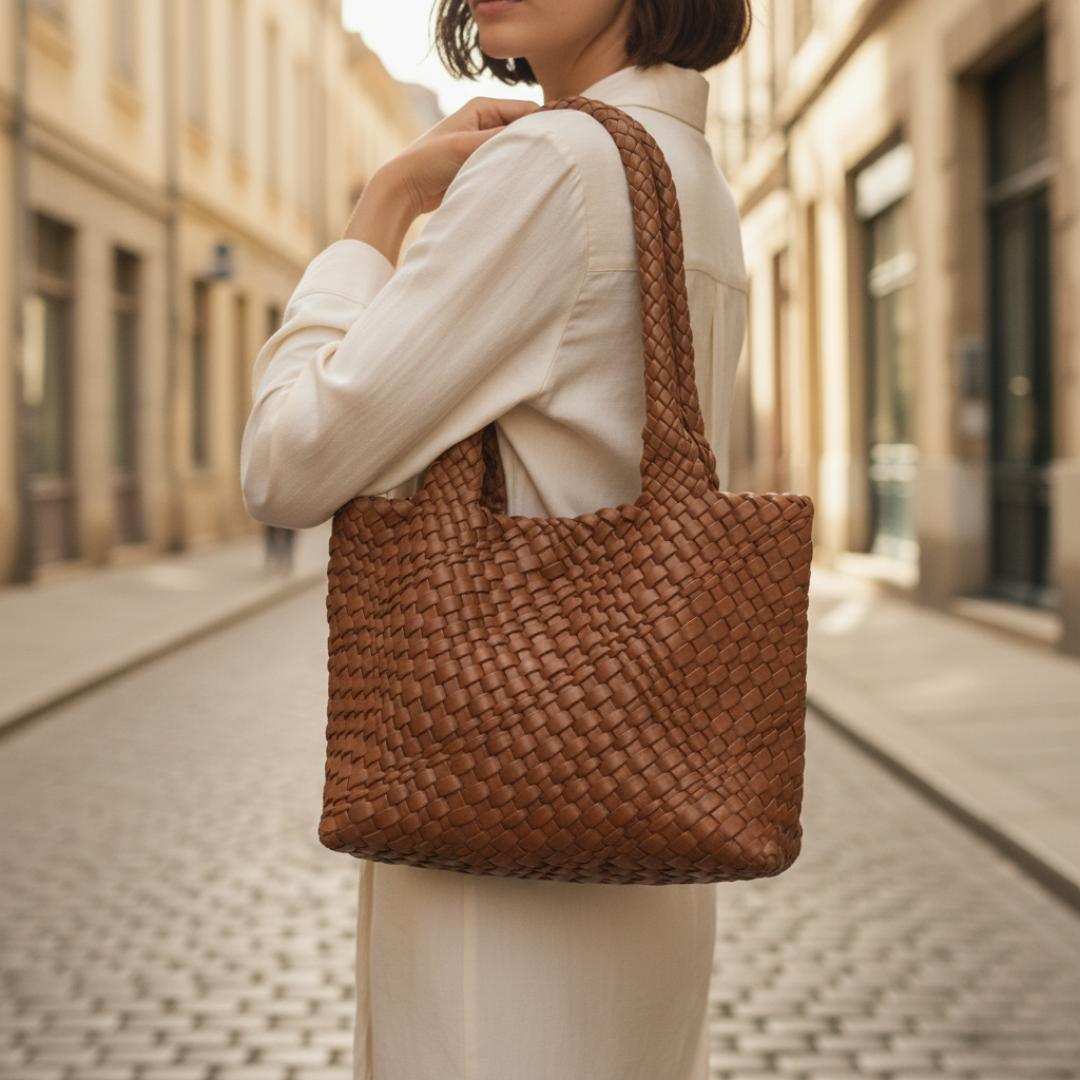 Avery | Women's Woven Leather Tote Bag