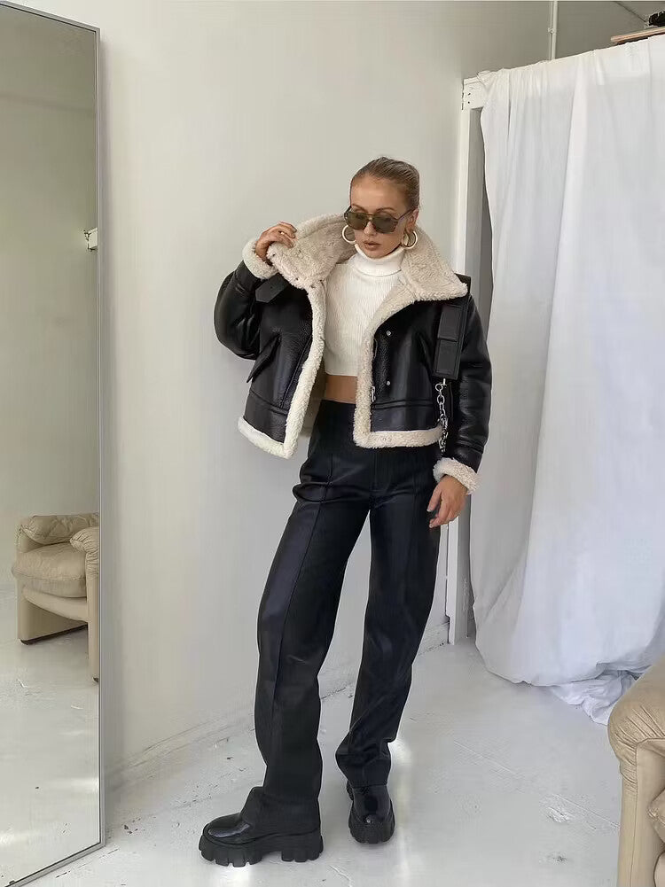 Elise | Women's Faux Shearling Moto Jacket
