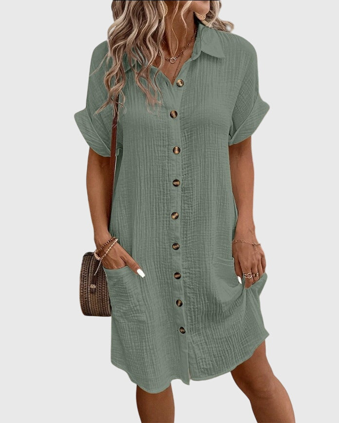 Camille | Women's Button-Down Shirt Dress with Pockets