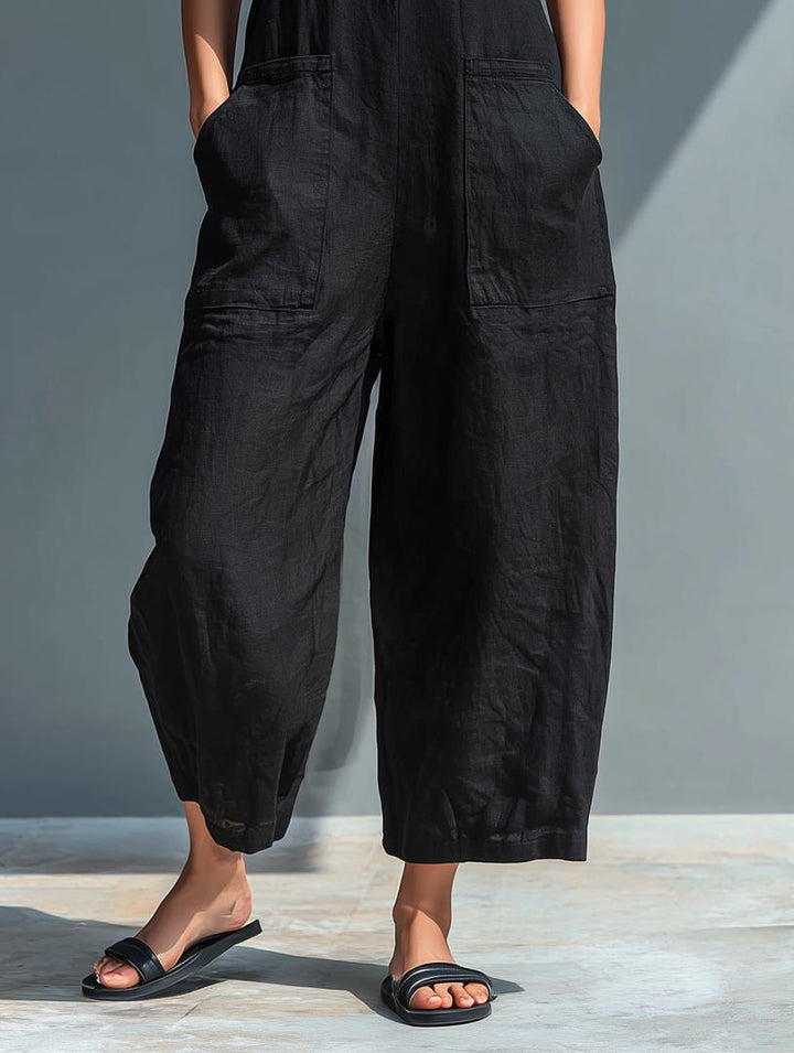 Sloane | Sleeveless Minimalist Jumpsuit for Women with High Collar and Buttons