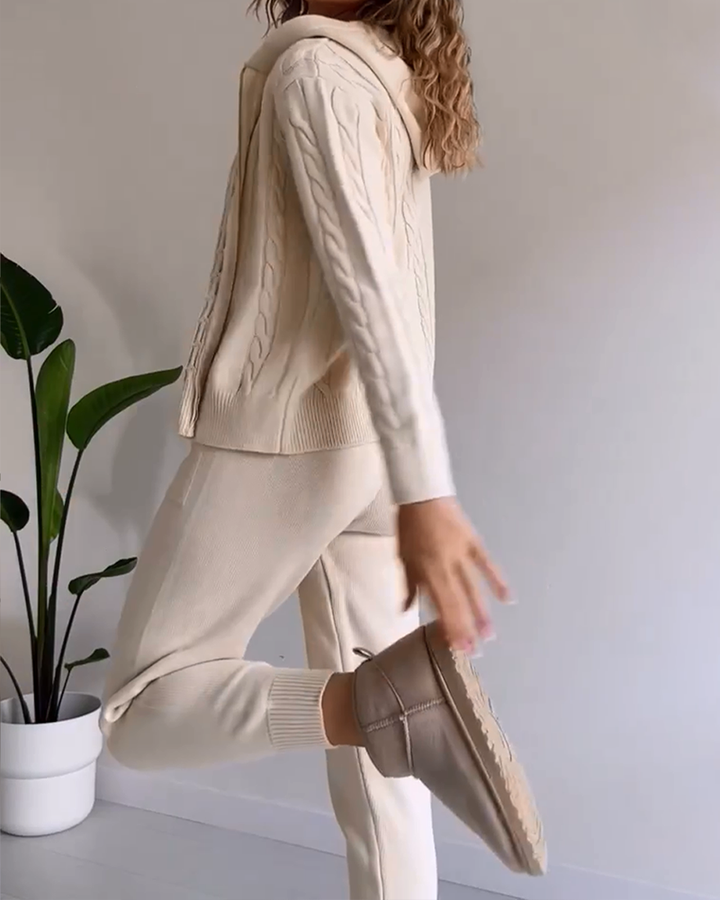Anouk | Women's Cable-Knit Zip Hoodie & Legging Set