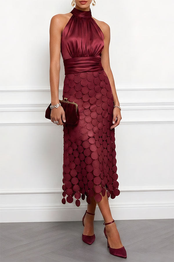 Landry | Halter Neck Textured Midi Dress