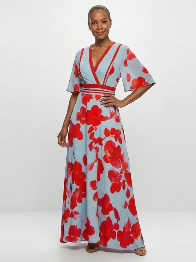 Kensington | Women's Floral Print Surplice Maxi Dress