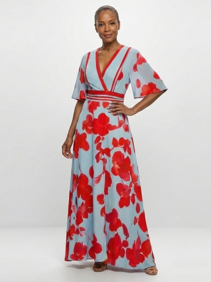 Kensington | Women's Floral Print Surplice Maxi Dress