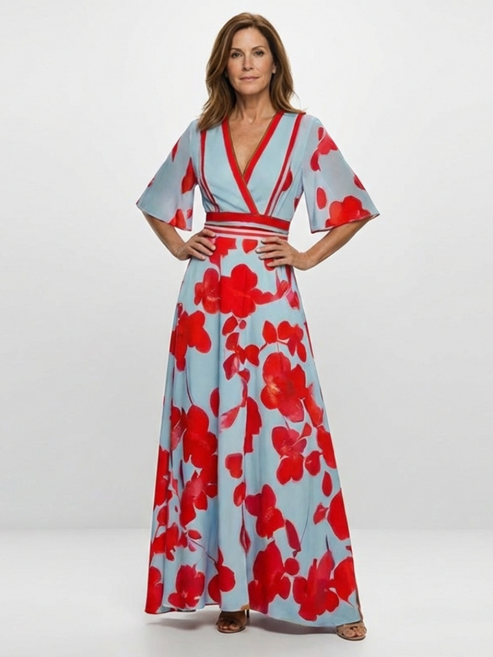 Kensington | Women's Floral Print Surplice Maxi Dress